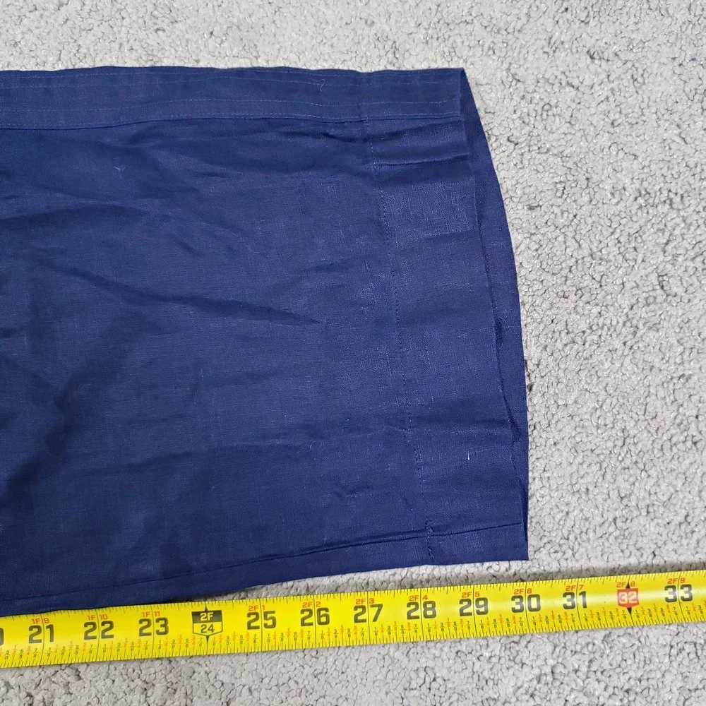 NWT Quince 100% European Linen High Rise Wide Leg Pants M Blue Drawstring Pckets